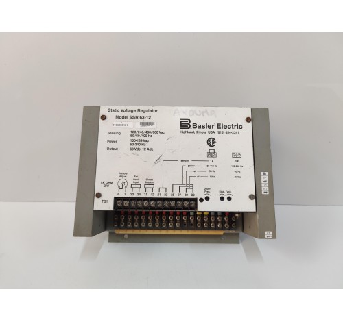 BASLER ELECTRIC SSR 63-12 STATIC VOLTAGE REGULATOR