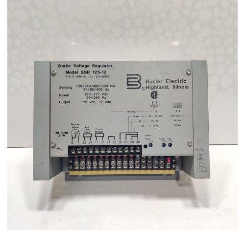 BASLER ELECTRIC SSR125-12 STATIC VOLTAGE REGUALTOR P/N 918500102